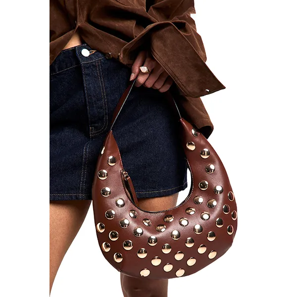 H27808 Big Hobo Shoulder Bag with Studs -4