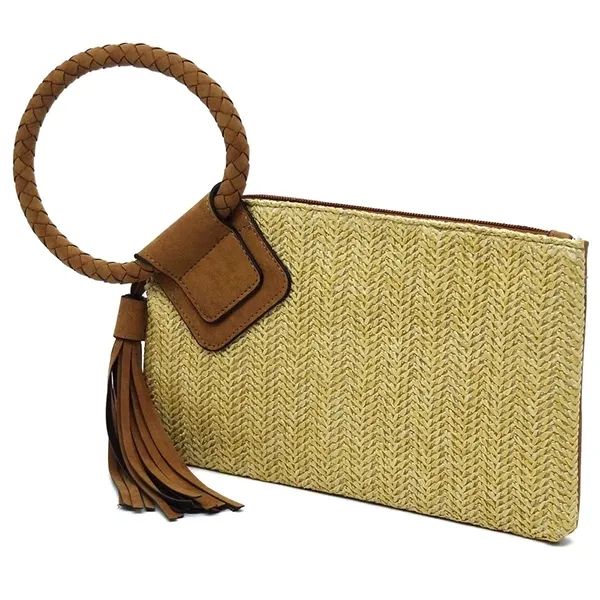 H27825 Jackson Texas wholesale Straw Wristlet with Tassel-1