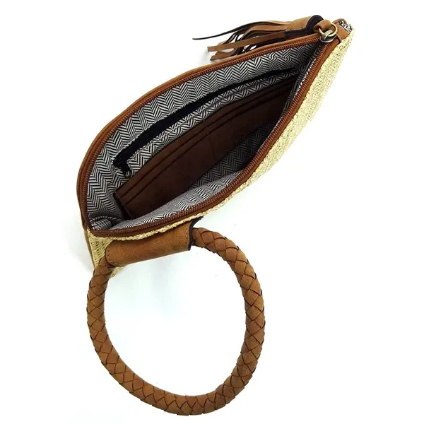 H27825 Jackson Texas wholesale Straw Wristlet with Tassel-3