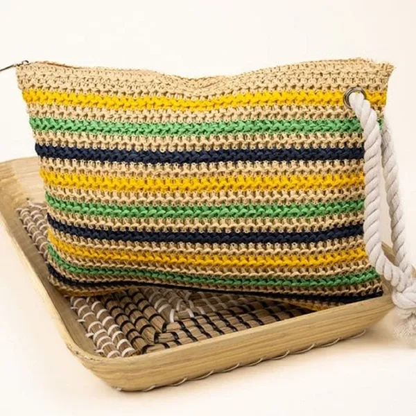 H27826 Wholesale Clutch Bag Rope Handle Striped Pouch-4